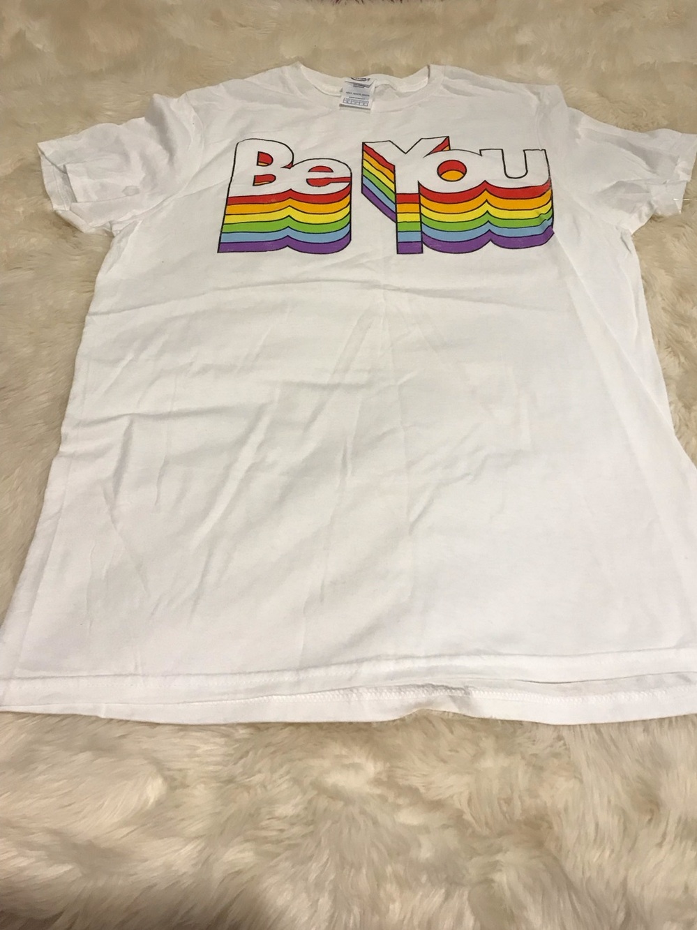 Kids White 'Be You' Rainbow Graphic Tee NWOT